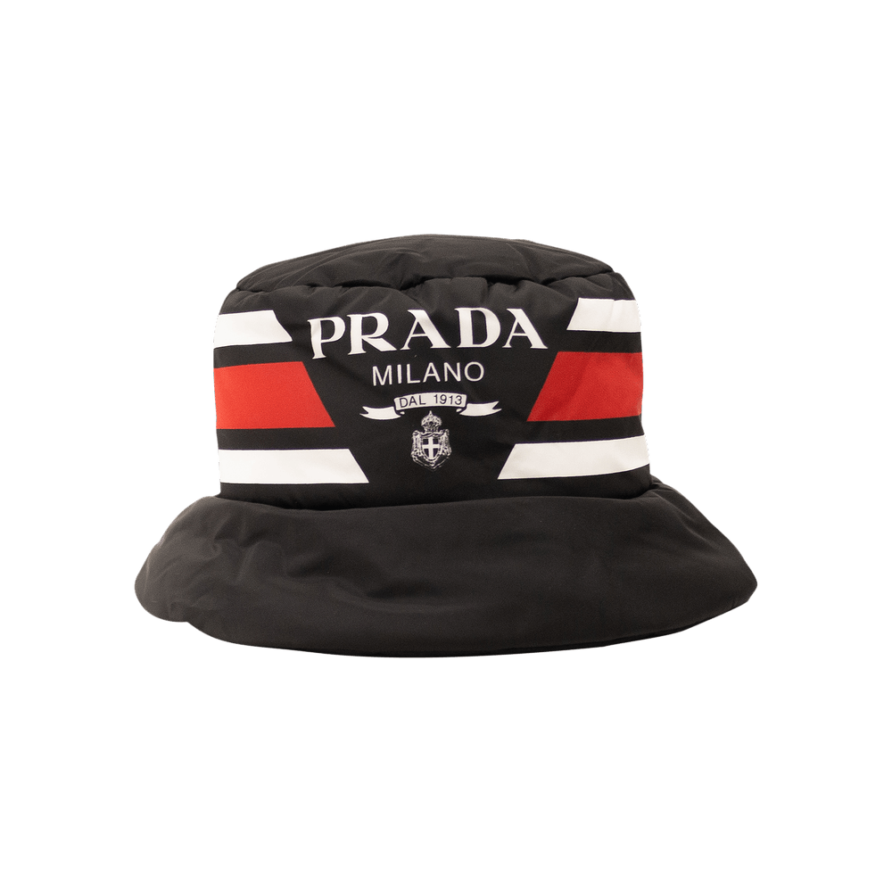 ★PRADA★ Triangle Logo Padded Nylon Bucket Hat Black 2HC248 PRADA Re-Nylon Metal Triangle Logo Womens Bucket Hat XL