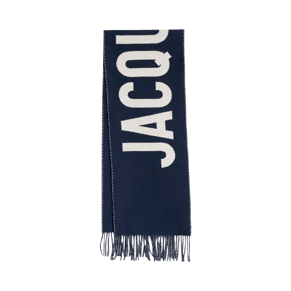 Buy Jacquemus Fringe Logo Scarf 'Navy' - 226AC435 5007 380 | GOAT SA