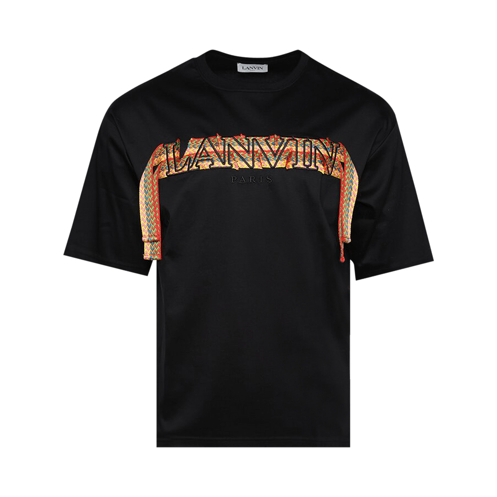 Buy Lanvin Curb Embroidered T-Shirt 'Black/Orange' - RM