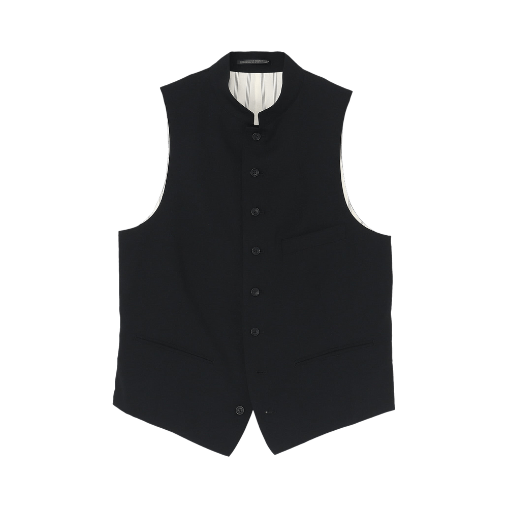 Buy Yohji Yamamoto Pour Homme Y Stand Collar Vest 'Black' - HJ V04