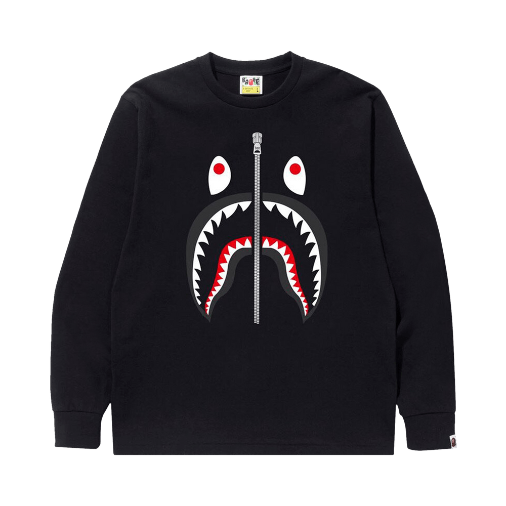 Buy BAPE Shark Long Sleeve Tee Black 1J30 111 016 BLACK GOAT