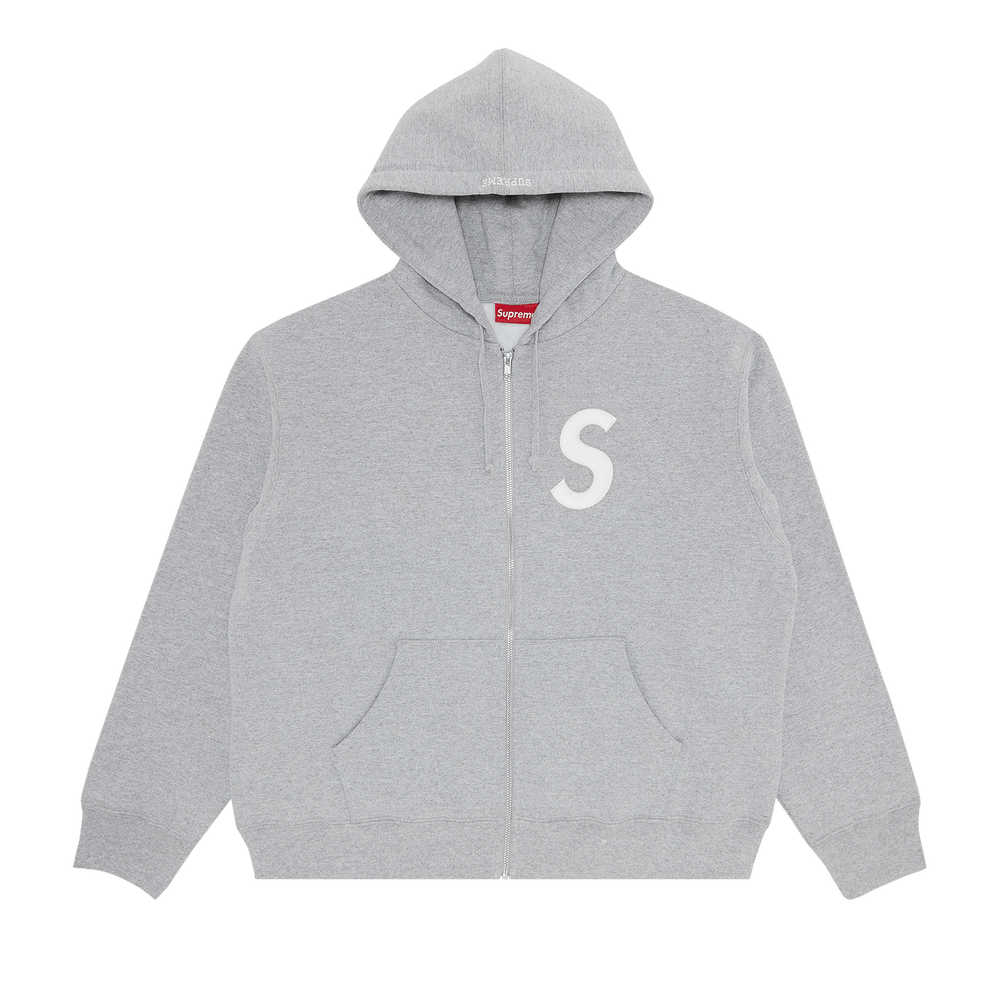 Supreme S Logo Zip Up Hooded Sweatshirt 'Heather Grey'