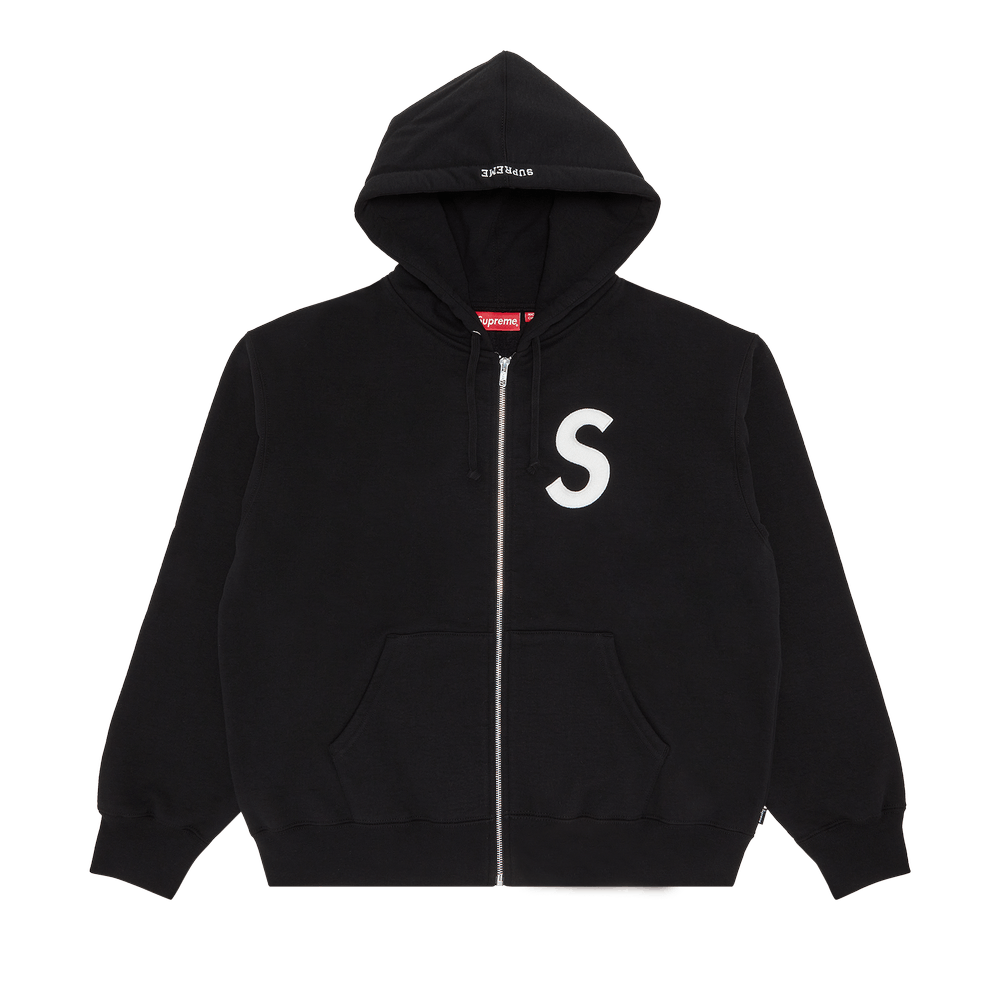 Supreme S Logo Zip Up Hooded Sweatshirt 'Black'