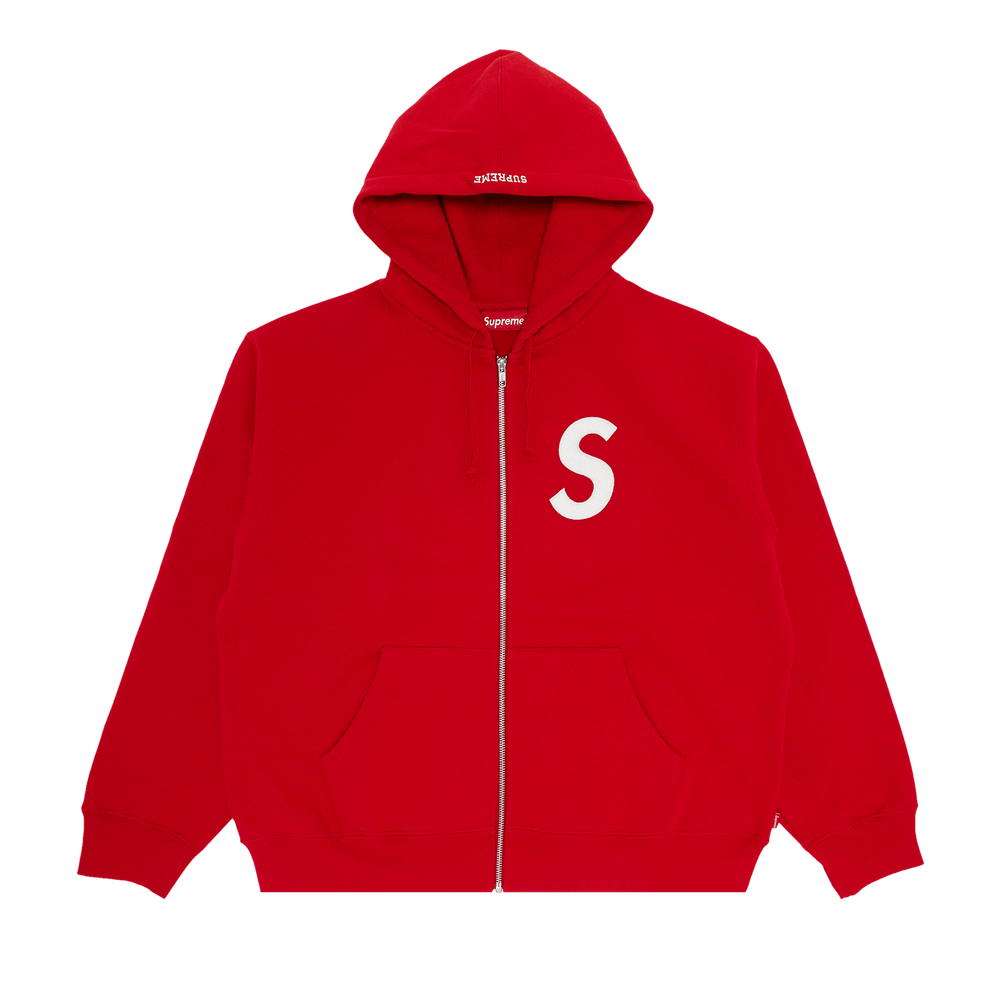 Buy Supreme S Logo Zip Up Hooded Sweatshirt 'Red' - FW23SW42 