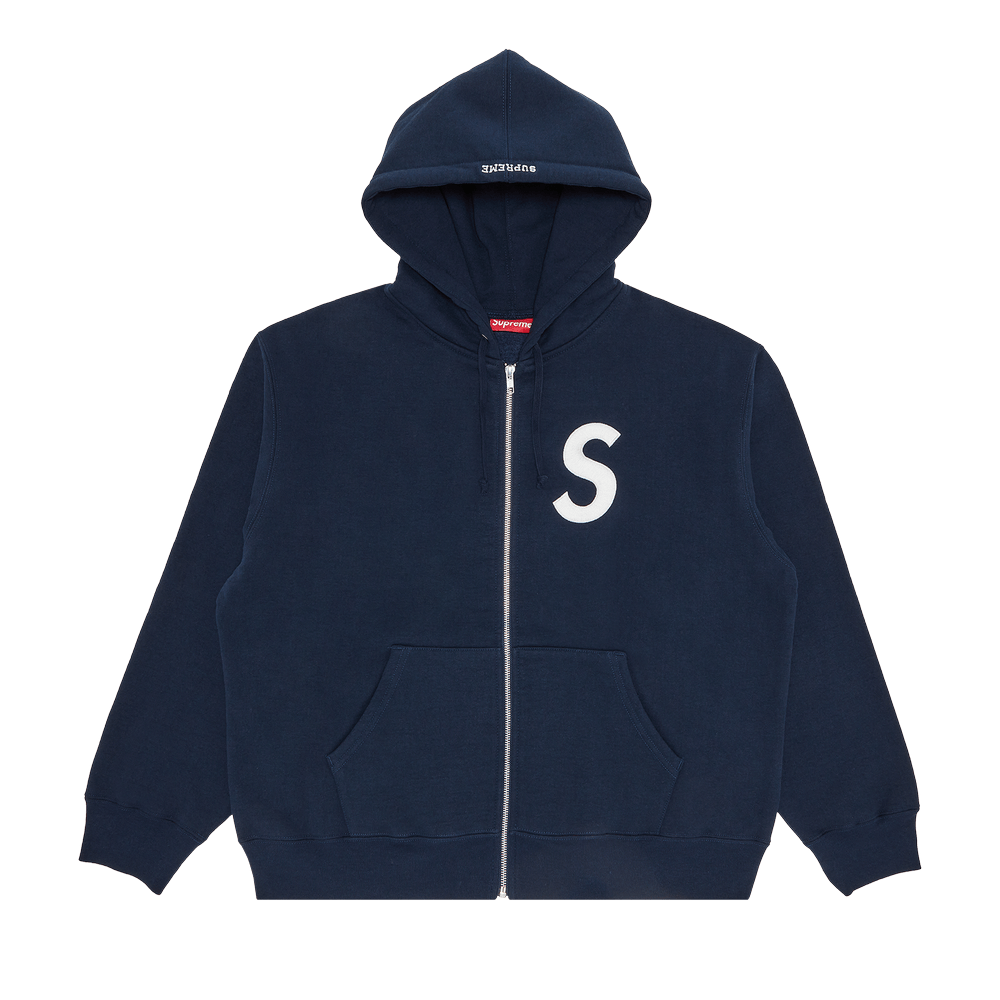 Buy Supreme S Logo Zip Up Hooded Sweatshirt 'Navy 