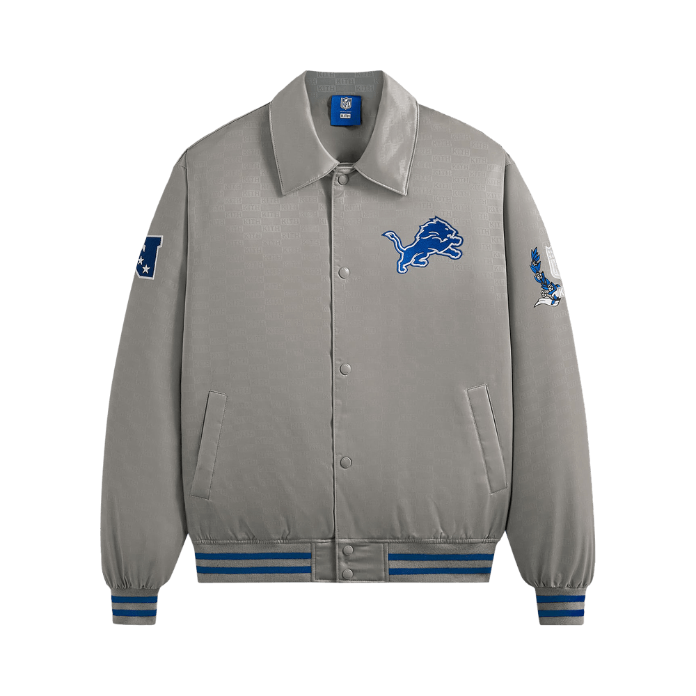 Kith for The NFL: Lions Satin Bomber Jacket - Chain Xs