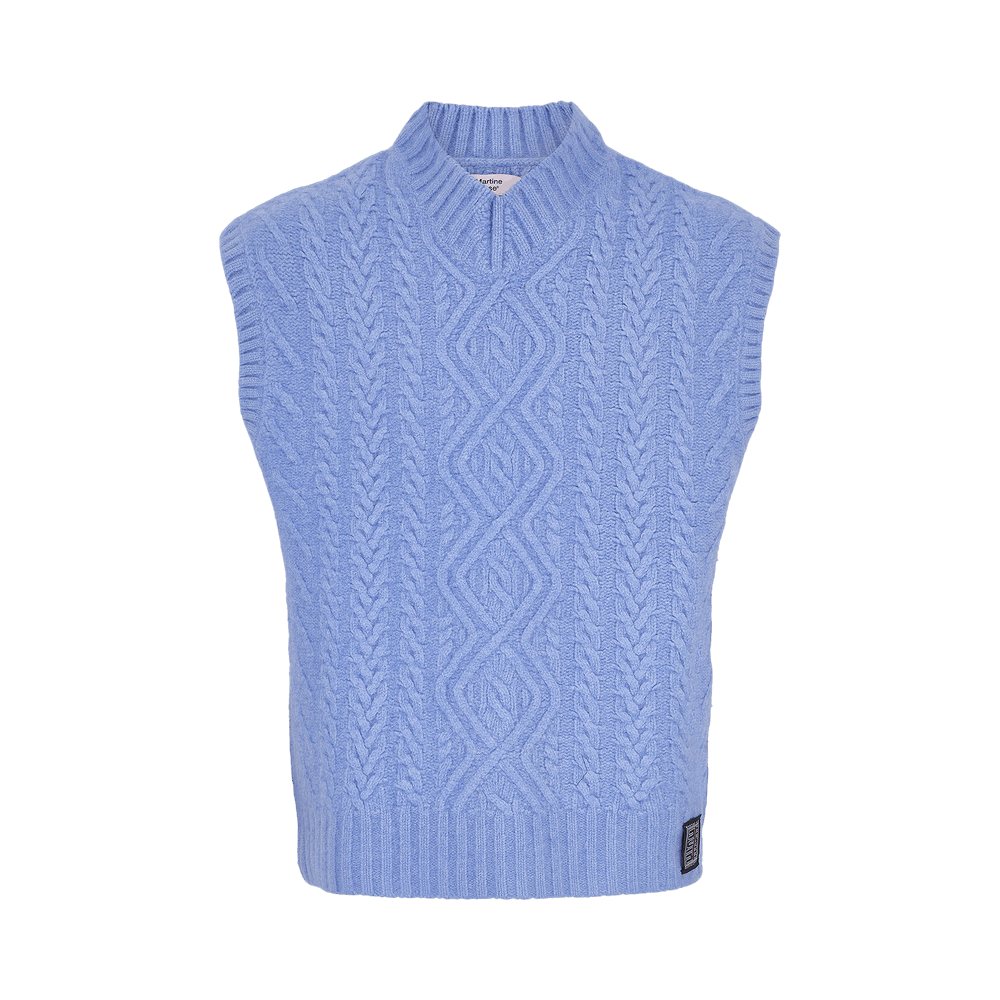Buy Martine Rose Boiled Cable V-Neck Vest 'Cornflower Blue