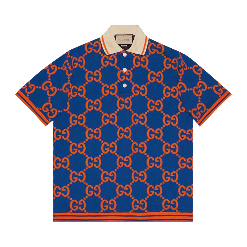 Buy Gucci GG Jacquard Polo T-Shirt 'Blue/Orange' - 752173 XJFSO
