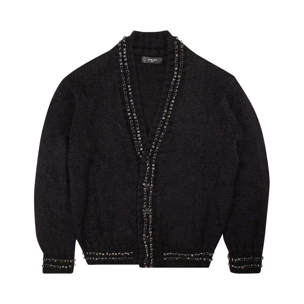 Buy Amiri Embellished Mohair Cardigan Black MKC009 001 BLAC GOAT DE
