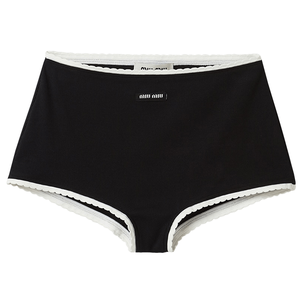 ◆mimi◆ Buy Miu Miu Ribbed Knit Panty With Logo 'Black' - SP9393 S