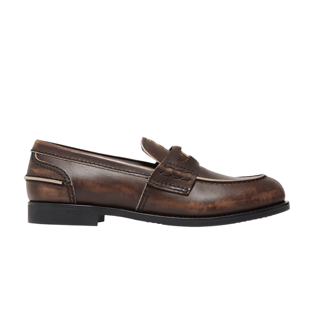 Buy Miu Miu Wmns Vintage Effect Penny Loafer 'Ebony