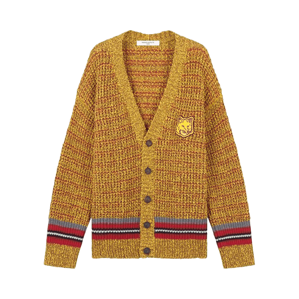 Buy Maison Kitsuné Fox Head Crafty Comfort Cardigan 'Mustard Buy Maison Kitsuné Fox Head Crafty Comfort Cardigan 'Mustard