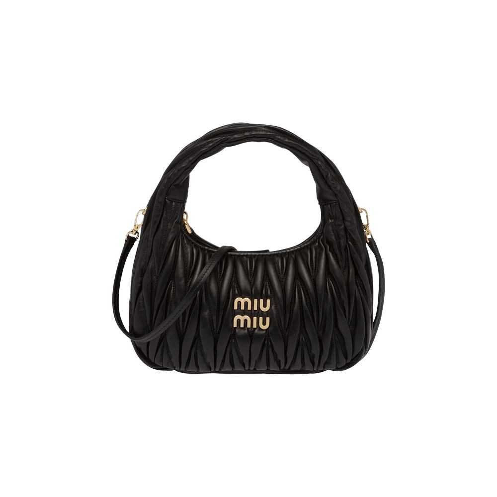 Buy Miu Miu Wander Matelassé Mini Hobo Bag 'Black' - 5BC125