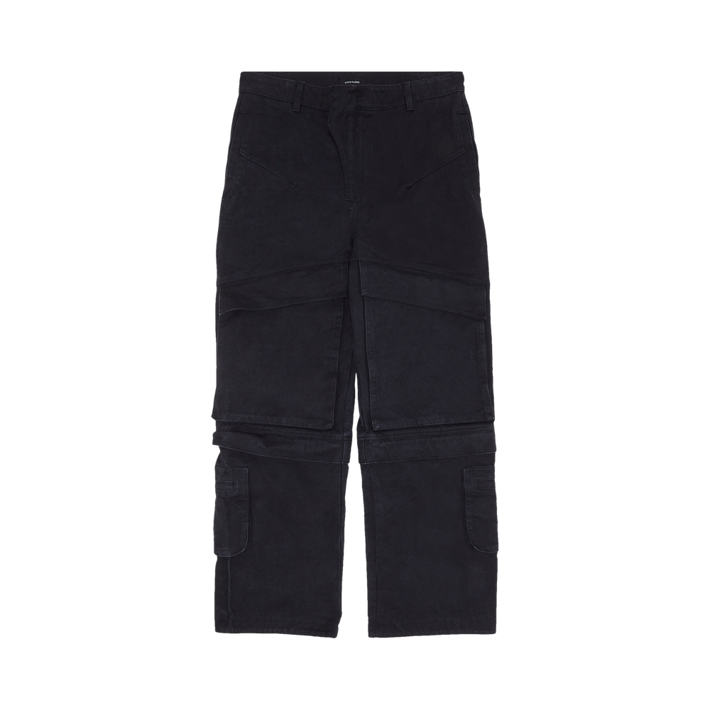 Hard cotton canvas cargo pants in black - Entire Studios
