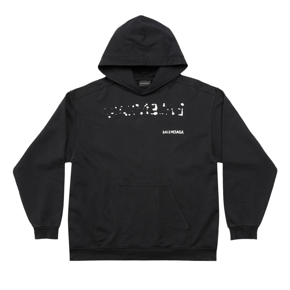 Buy Balenciaga Medium Fit Hoodie 'Black/White' - 600583