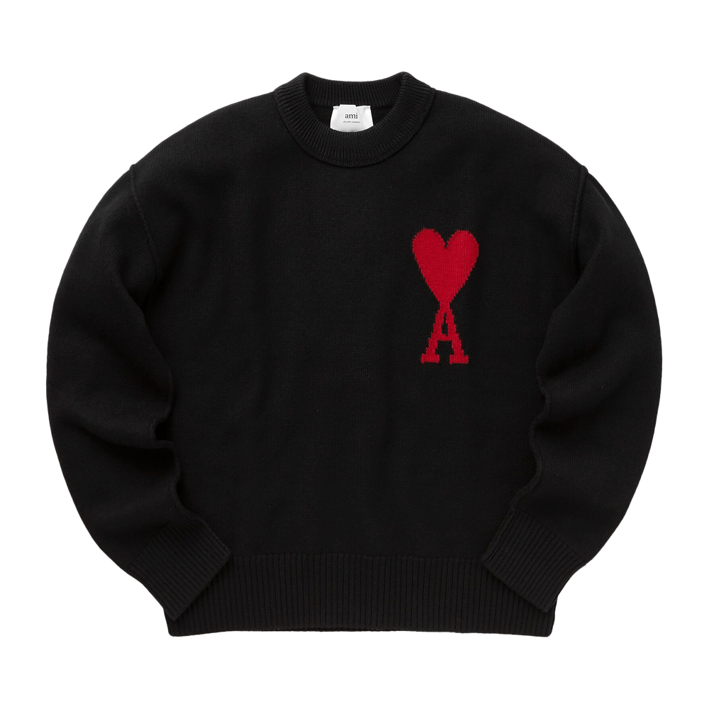 Buy Ami Sweater 'Black/Red' - BFUKS006 018 009 | GOAT