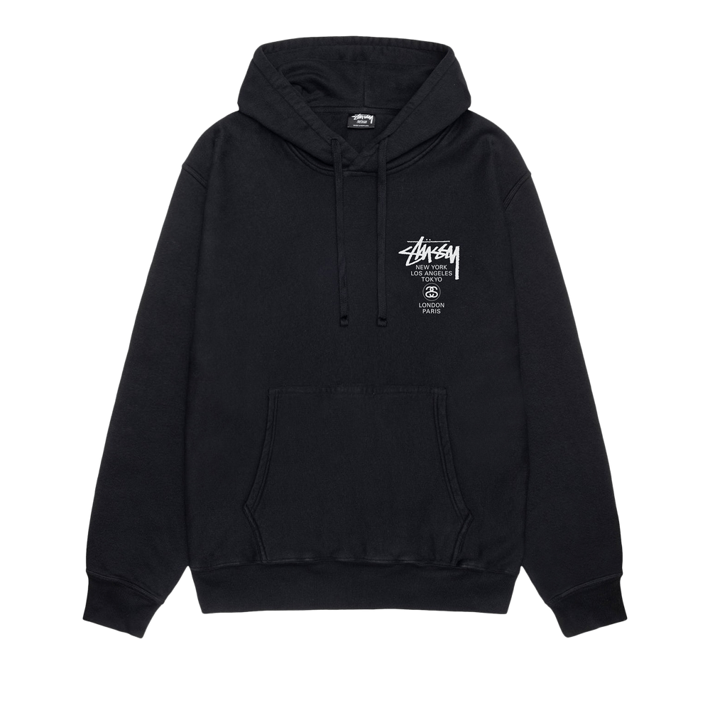 Stussy World Tour Pigment Dyed Hoodie 'Black'