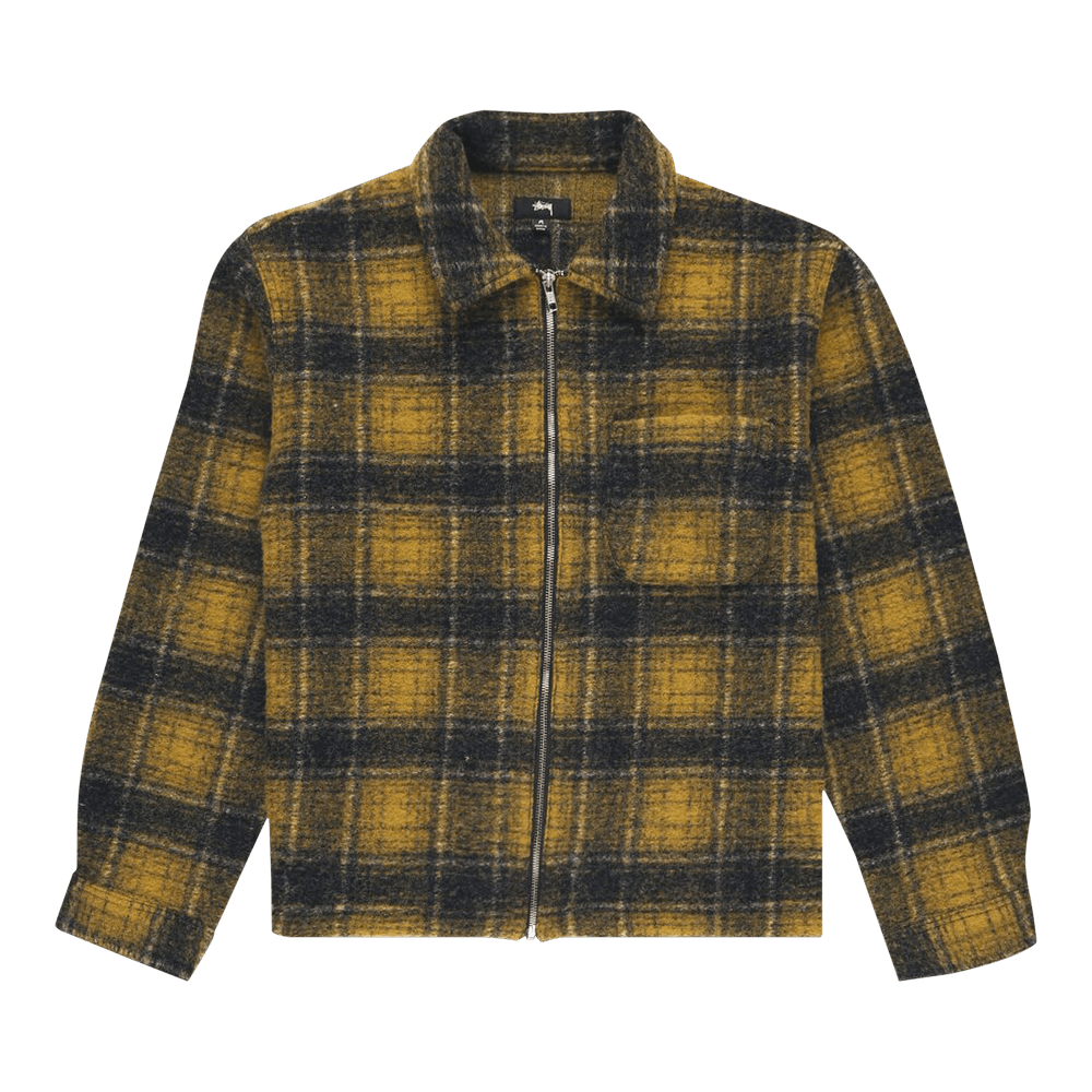Buy Stussy Wool Plaid Zip Shirt 'Yellow' - 1110297 YELL | GOAT