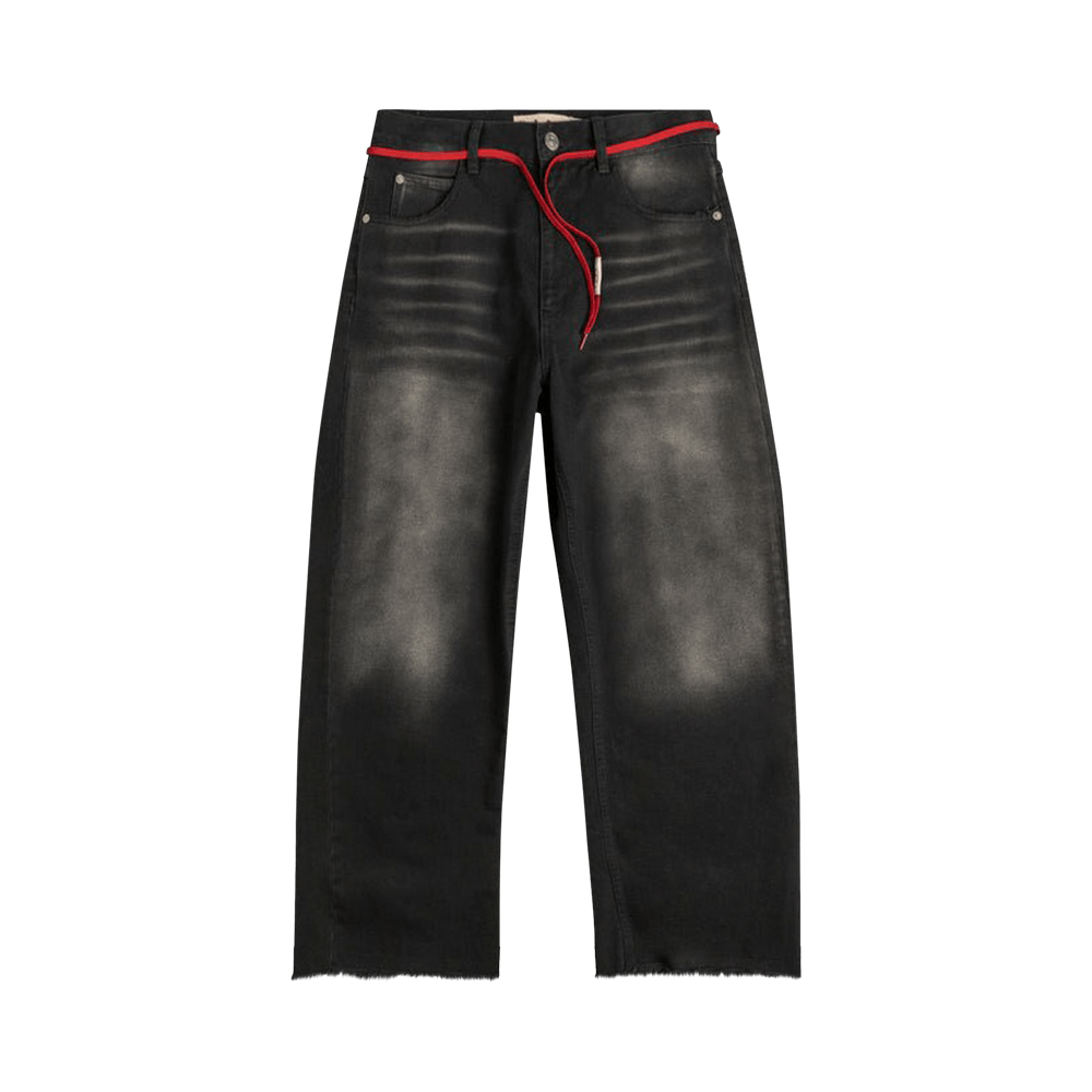 Buy Marni Drawstring Wide Denim Pants 'Black' - PUJU0019A0