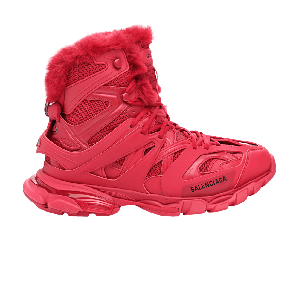 Balenciaga Track Hike High Faux Fur - Burgundy