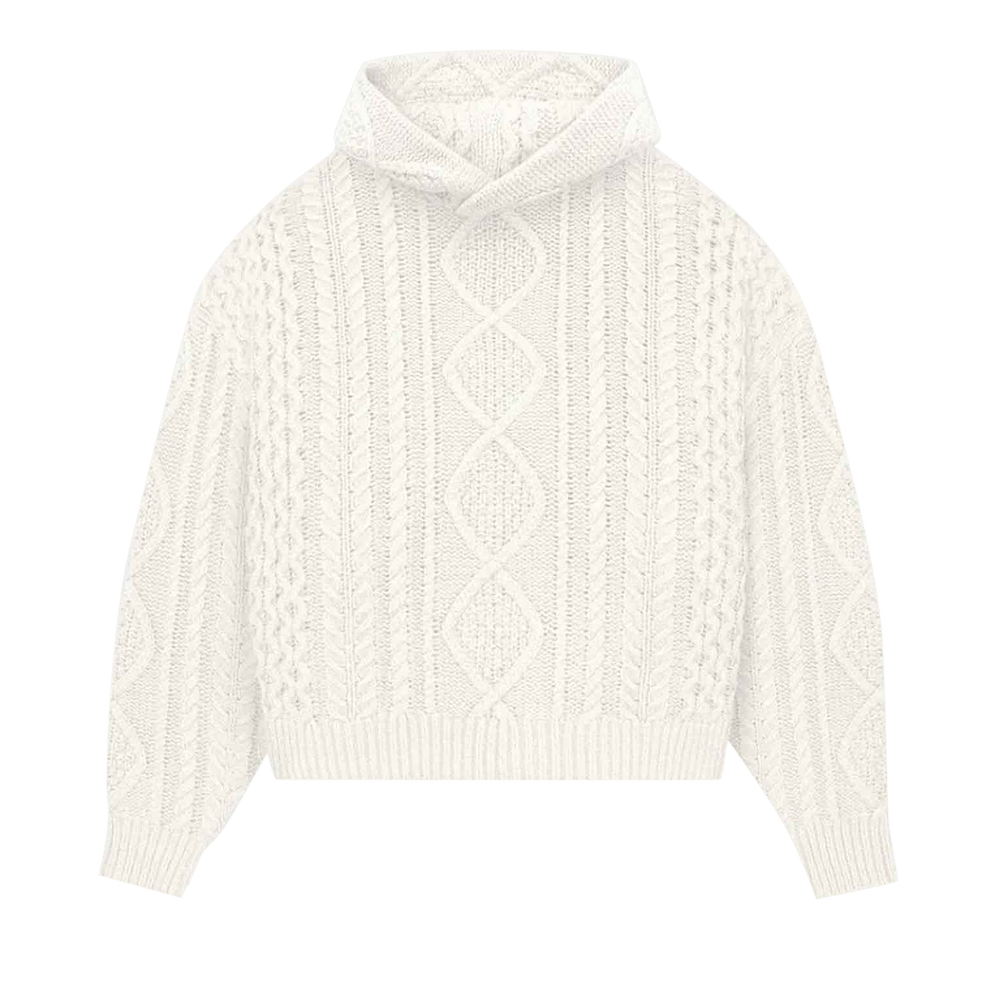 Buy Fear of God Essentials Cable Knit Hoodie 'Cloud Dancer