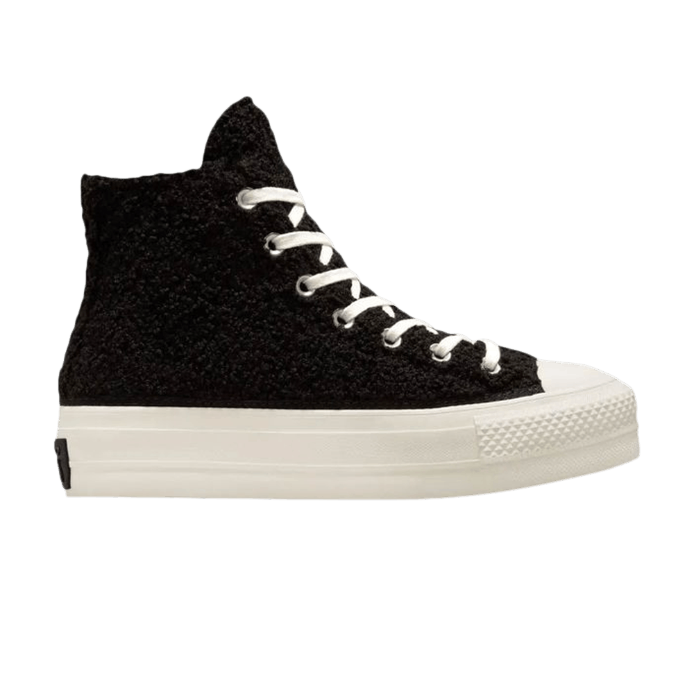 Converse chuck taylor lift ripple hi on sale black sherpa trainers