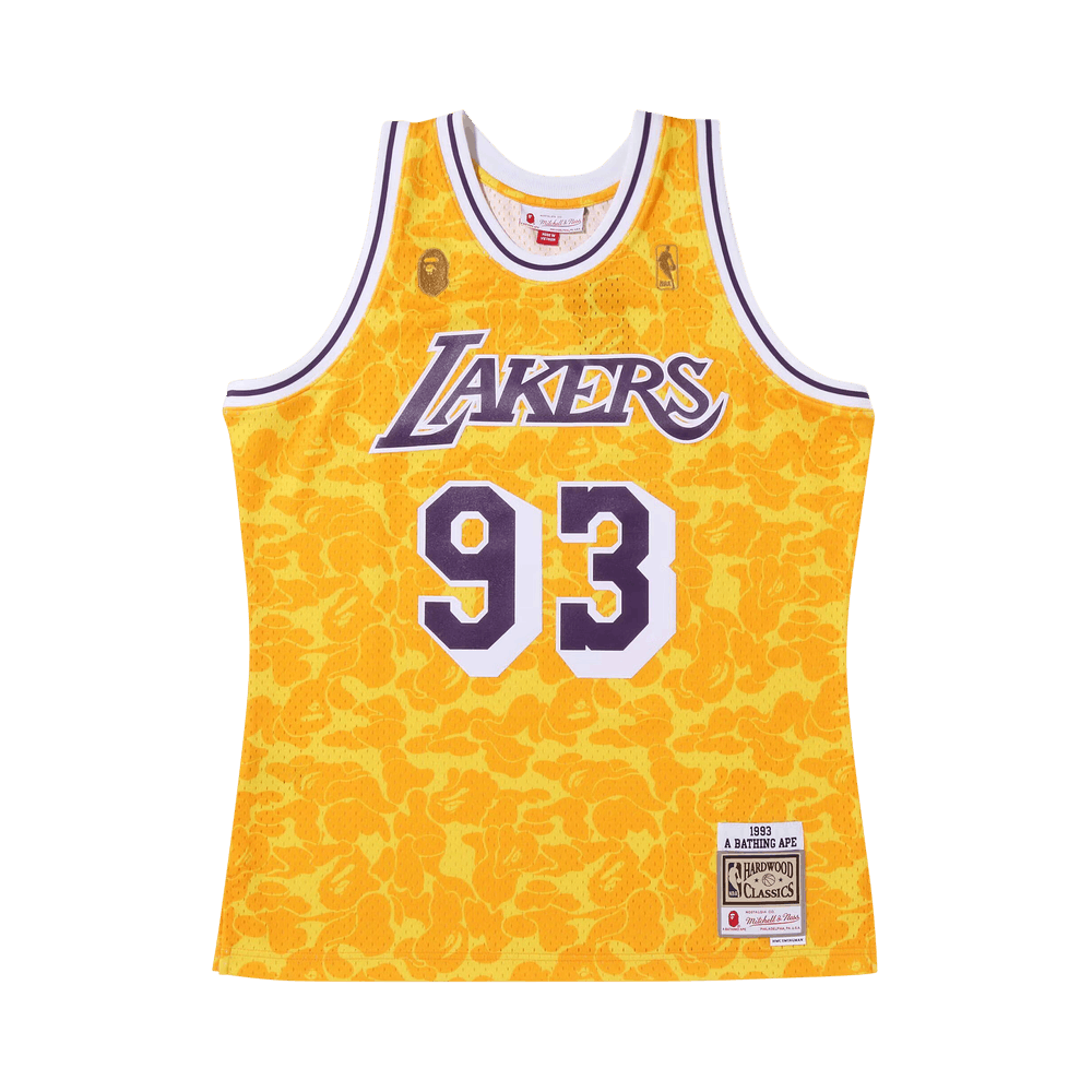 Buy BAPE x Mitchell & Ness Los Angeles Lakers Jersey 'Yellow 