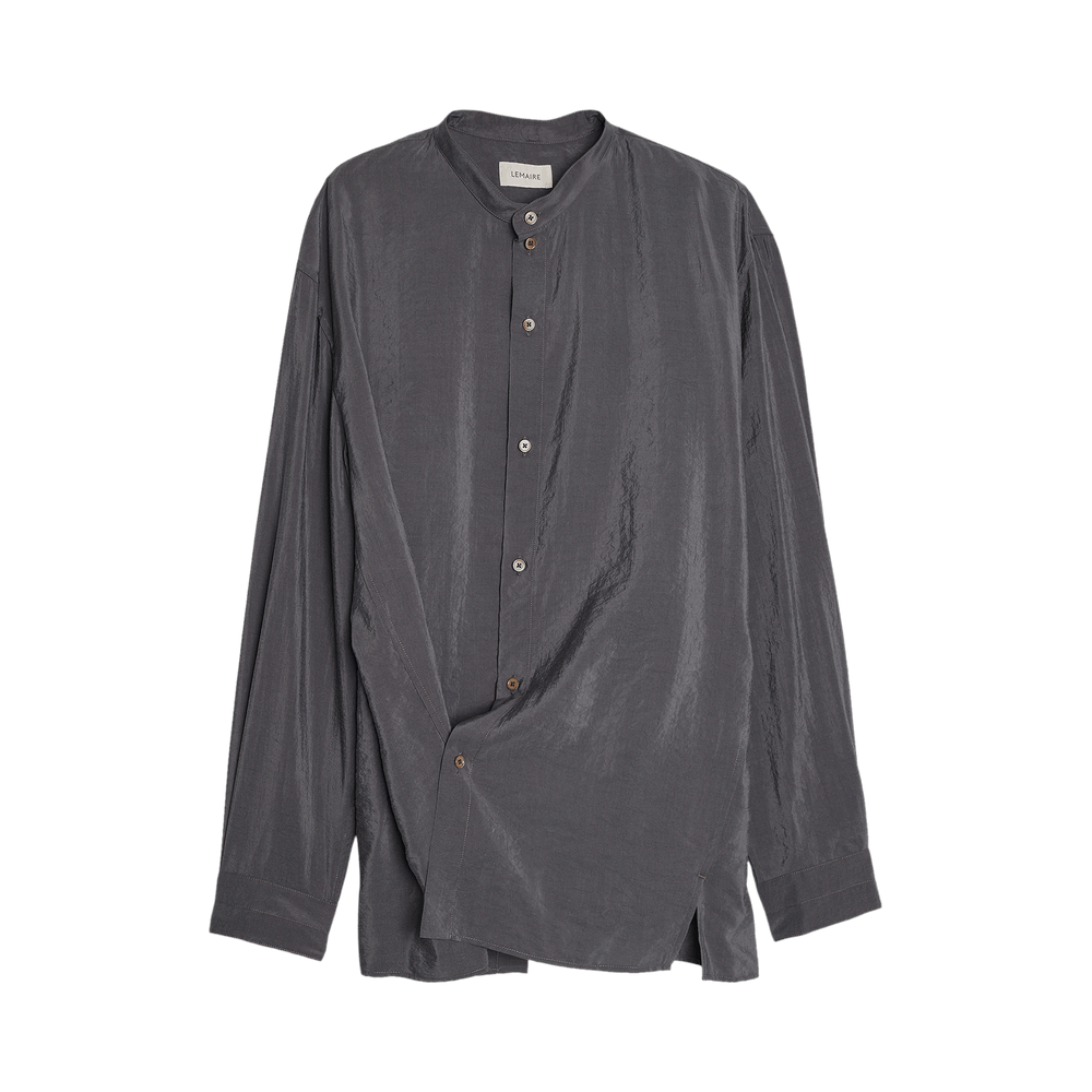 はる！！clane stand collar lose all in Regular fit melangé flannel stand collar shirt - Total