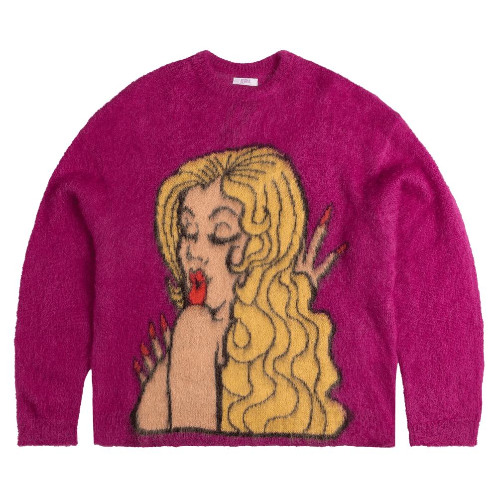 高評価なギフト Mohair Kiss ERL Buy Intarsia ERL07N003 - 'Fuscia' Sweater トップス