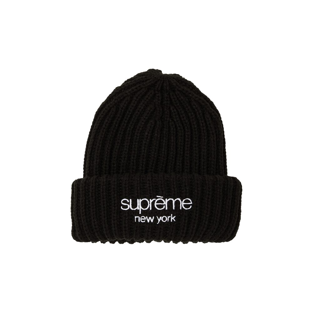 Buy Supreme Classic Logo Chunky Ribbed Beanie 'Black