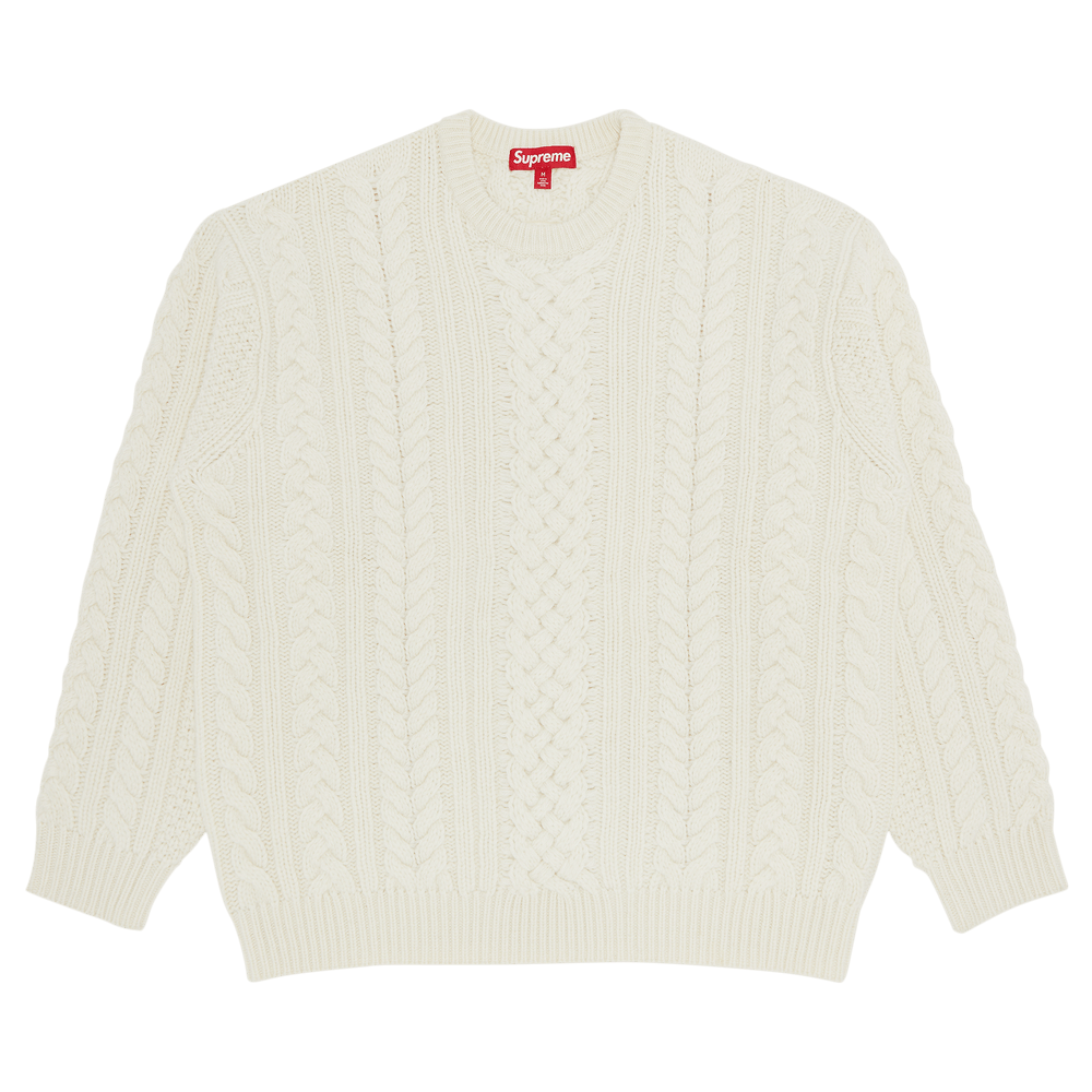 Supreme Appliqué Cable Knit Sweater Ivory Men's - FW23 - US
