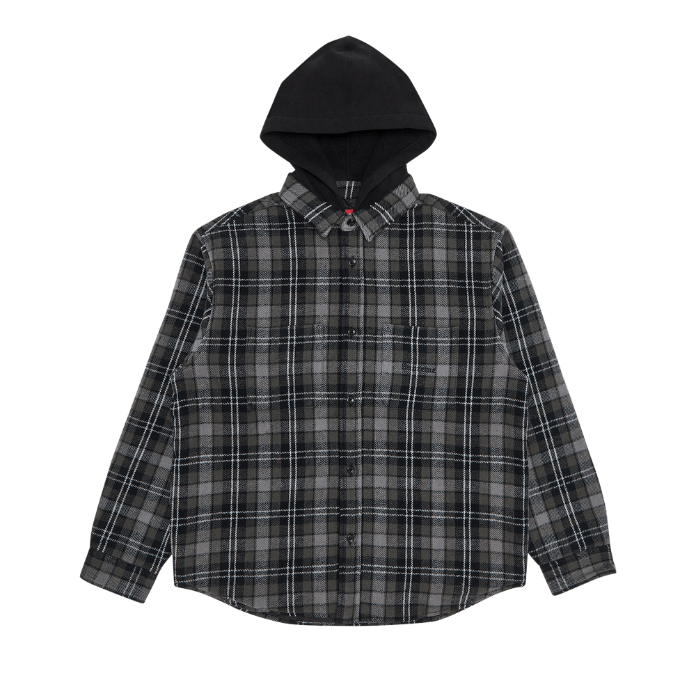 Buy Supreme Tartan Flannel Hooded Shirt 'Black' - FW23S49 BLACK | GOAT