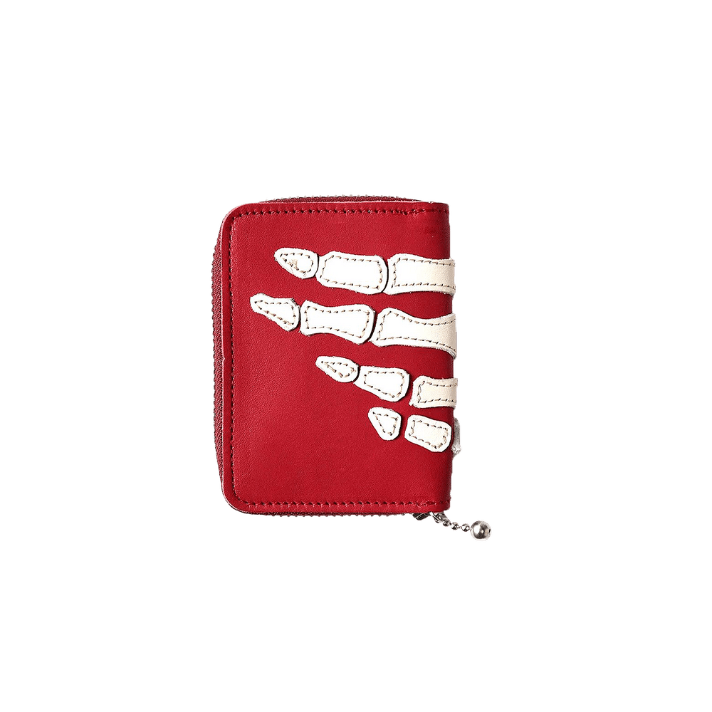 Buy Kapital Thumbs Up Bone Hand Zip Mini Wallet 'Red' - EK