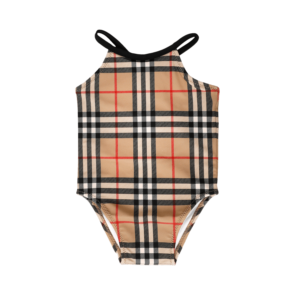 Buy Burberry Kids Check One Piece Swimsuit Archive Beige 8026375 GOAT
