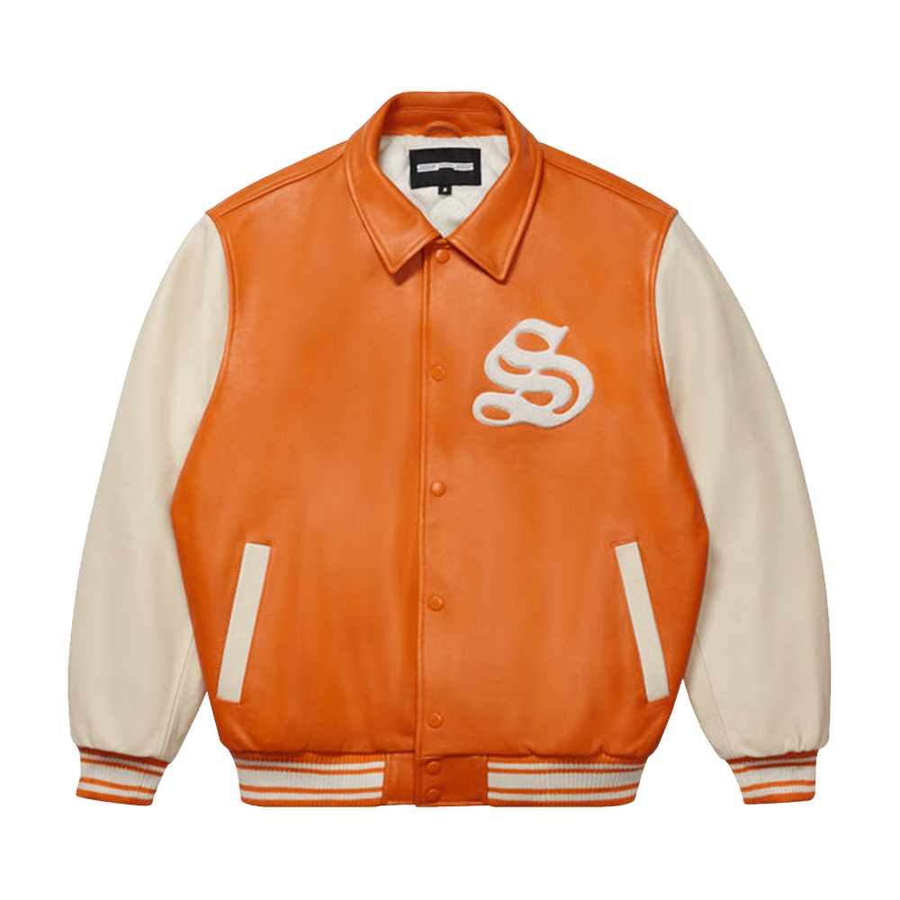 ジャケット・アウター 5 Anniversary Leather Jacket orange Men's Phoenix Orange Biker Jacket,Slim Fit,Stand Up Collar