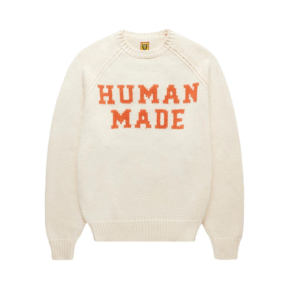 Buy Human Made Bear Raglan Knit Sweater 'White' - HM25CS001