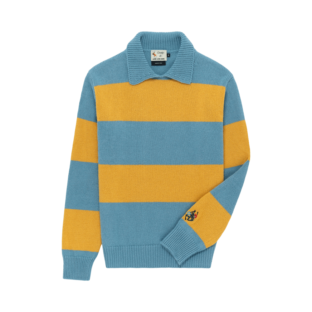 Buy Aimé Leon Dore x Drake's Striped Integral Collar Sweater Buy Aimé Leon Dore x Drake's Striped Integral Collar Sweater