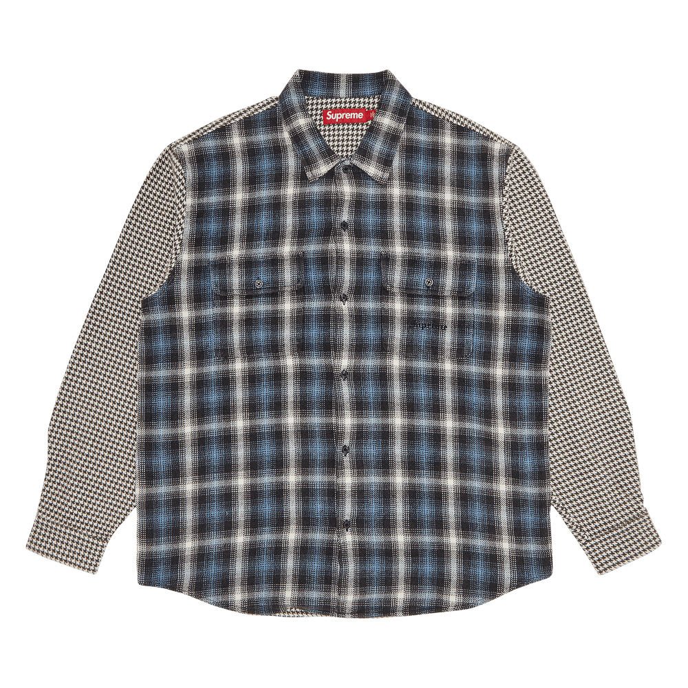 Supreme Houndstooth Plaid Flannel Shirt 'Navy'