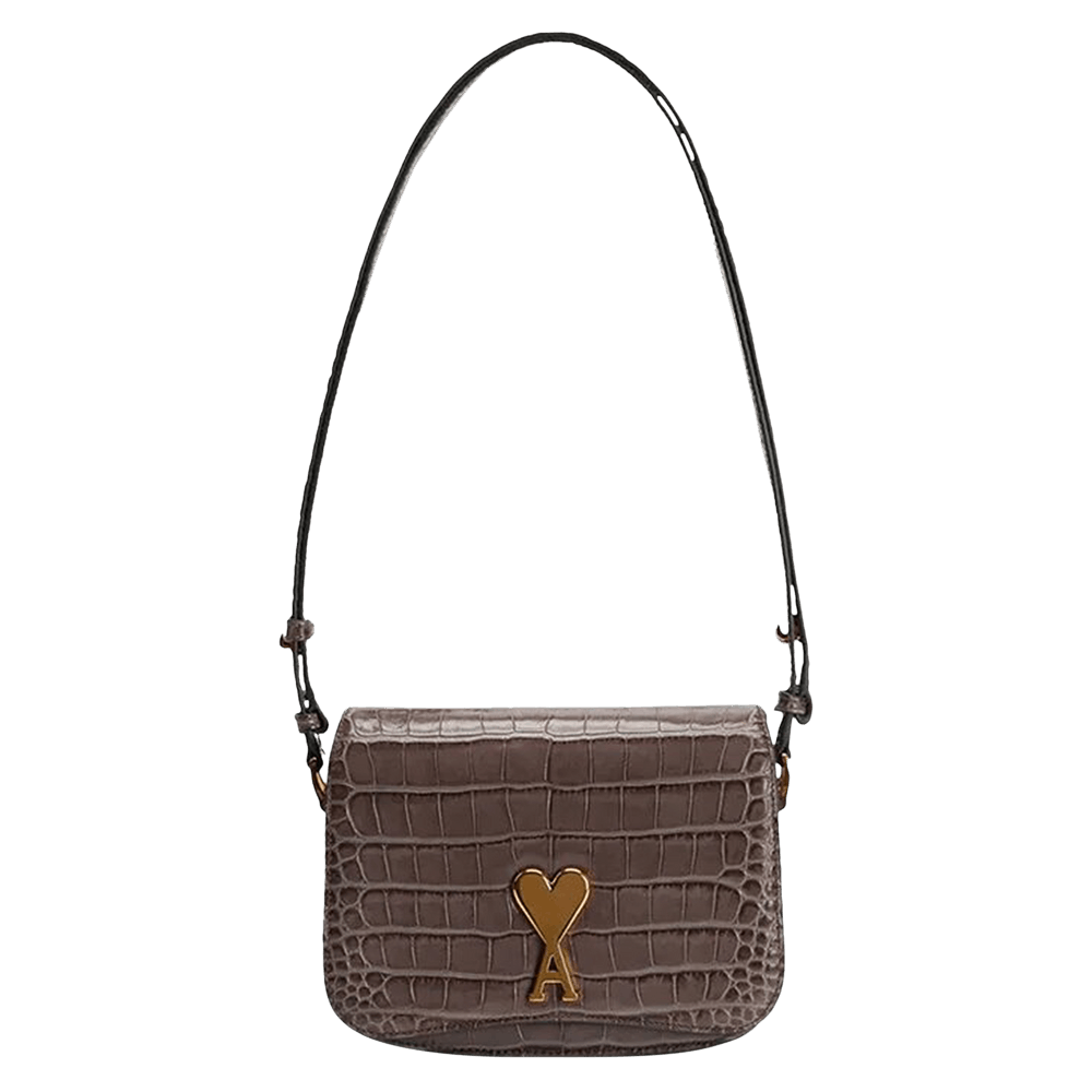 Buy Ami Small Paris Crocodile Embossed Bag 'Mineral Grey