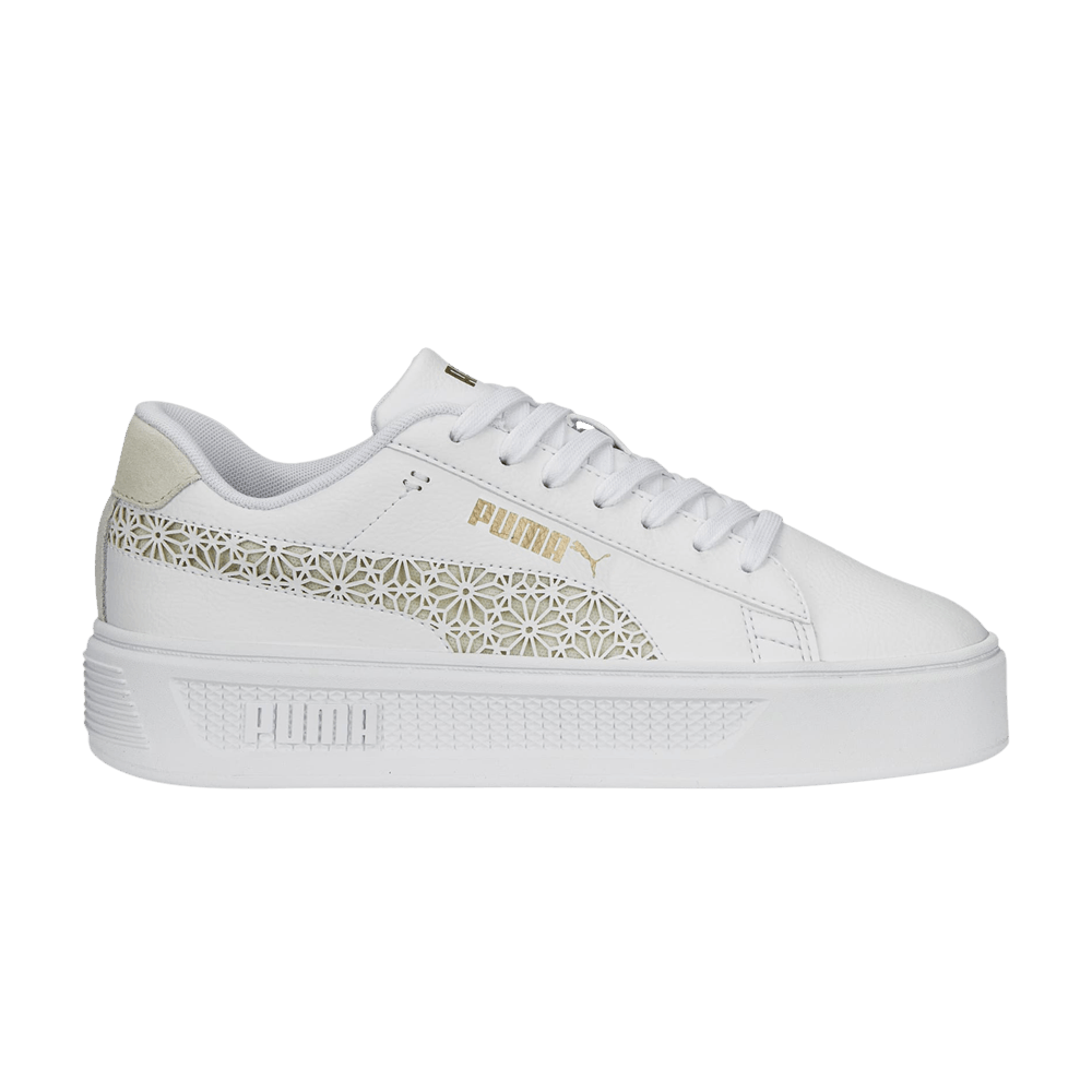 puma basket platform white gold