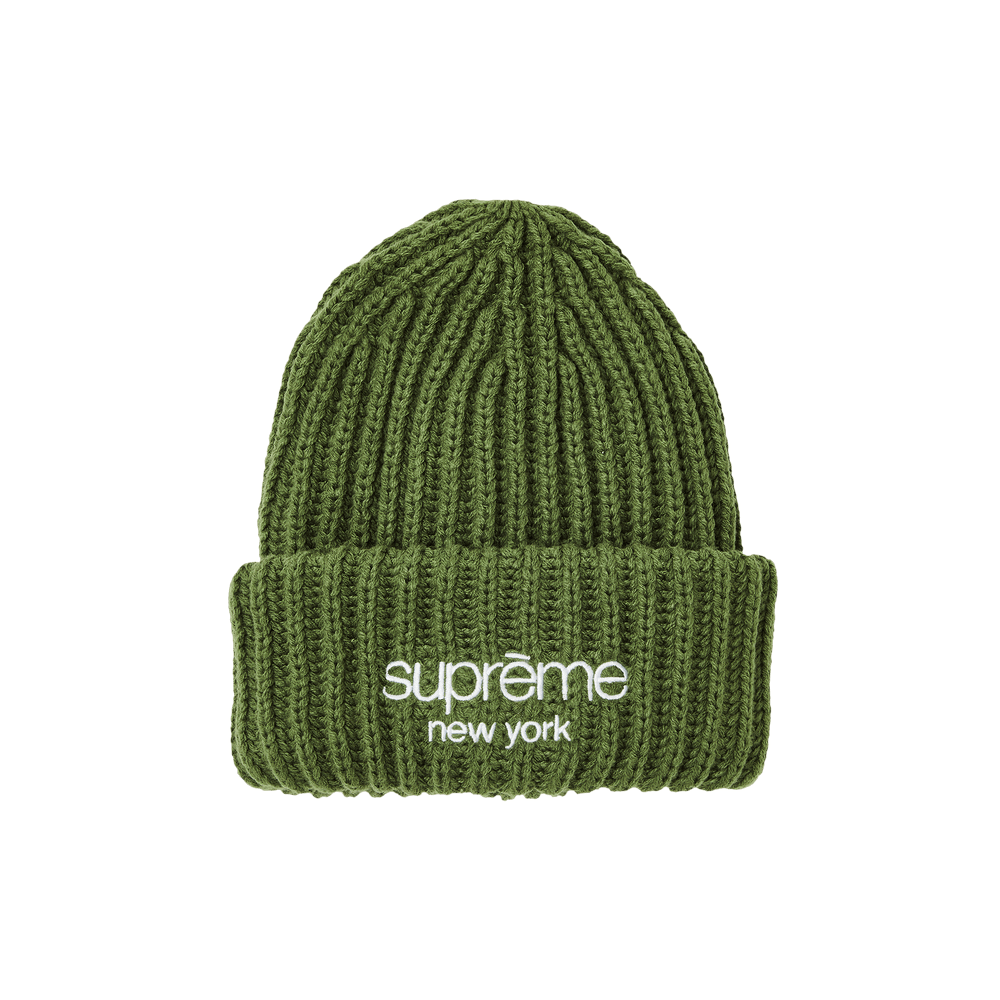 Supreme Classic Logo Chunky Ribbed Beanie 'Olive'