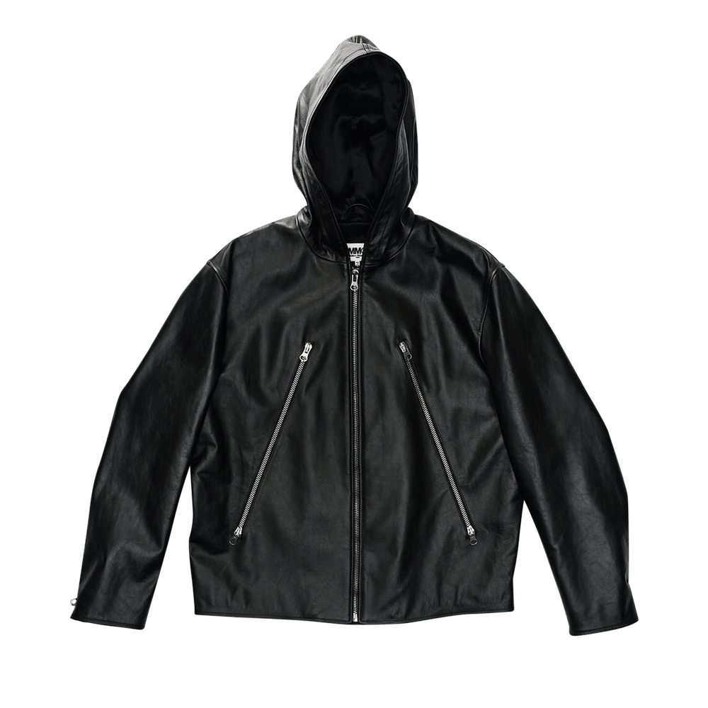 【正規品質保証】 MM6 Buy Maison 'Black Jacket Leather Hooded Margiela ジャケット・アウター