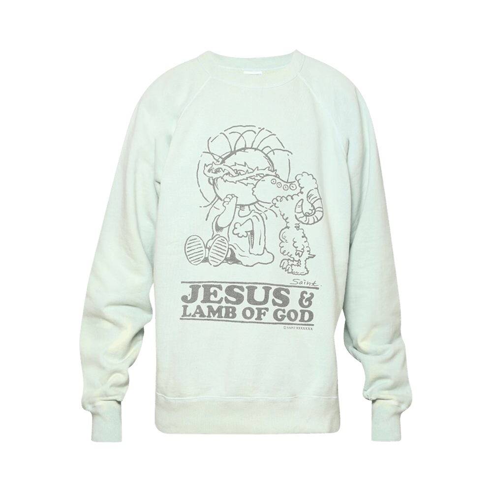 Buy SAINT Mxxxxxx Jesus Crewneck Sweatshirt 'Blue' - SM A23 0000