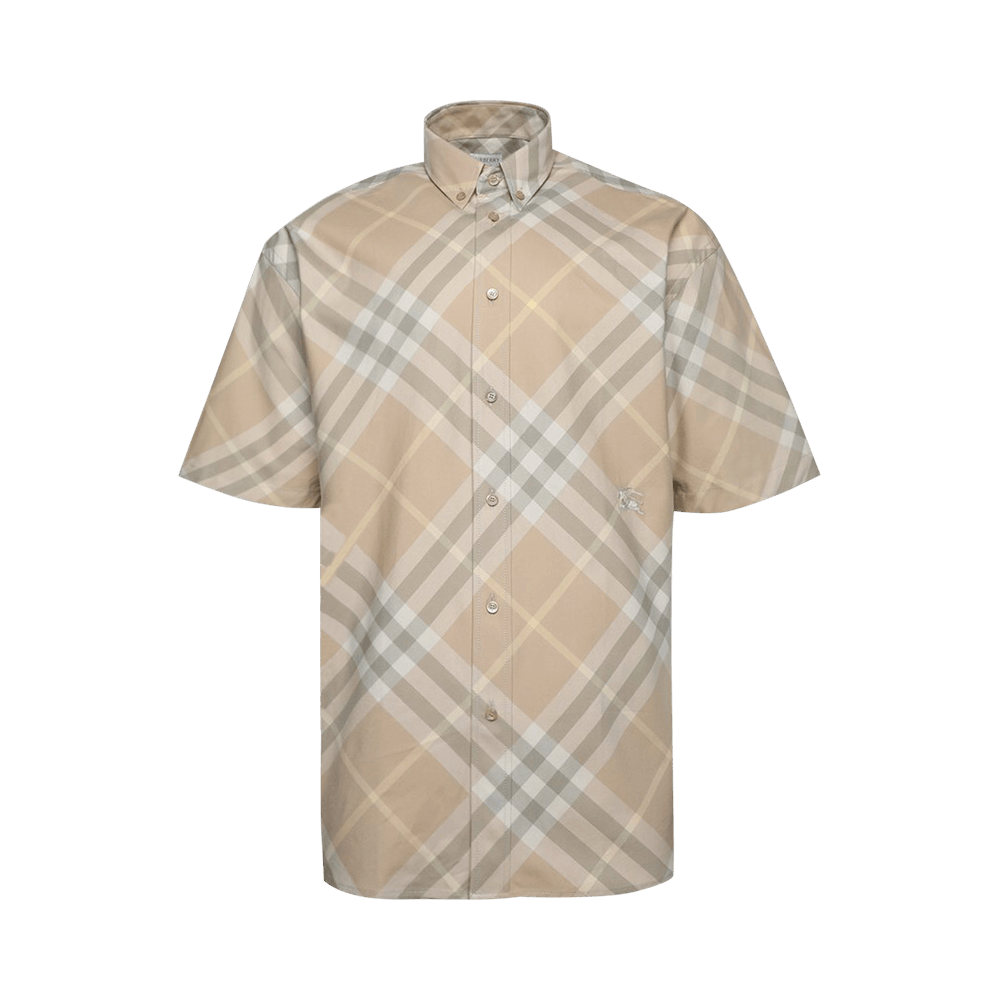 Tシャツ・カットソー Burberry Check shirt with logo embroidery (8082478 FLAX) 1360847_00.png.png