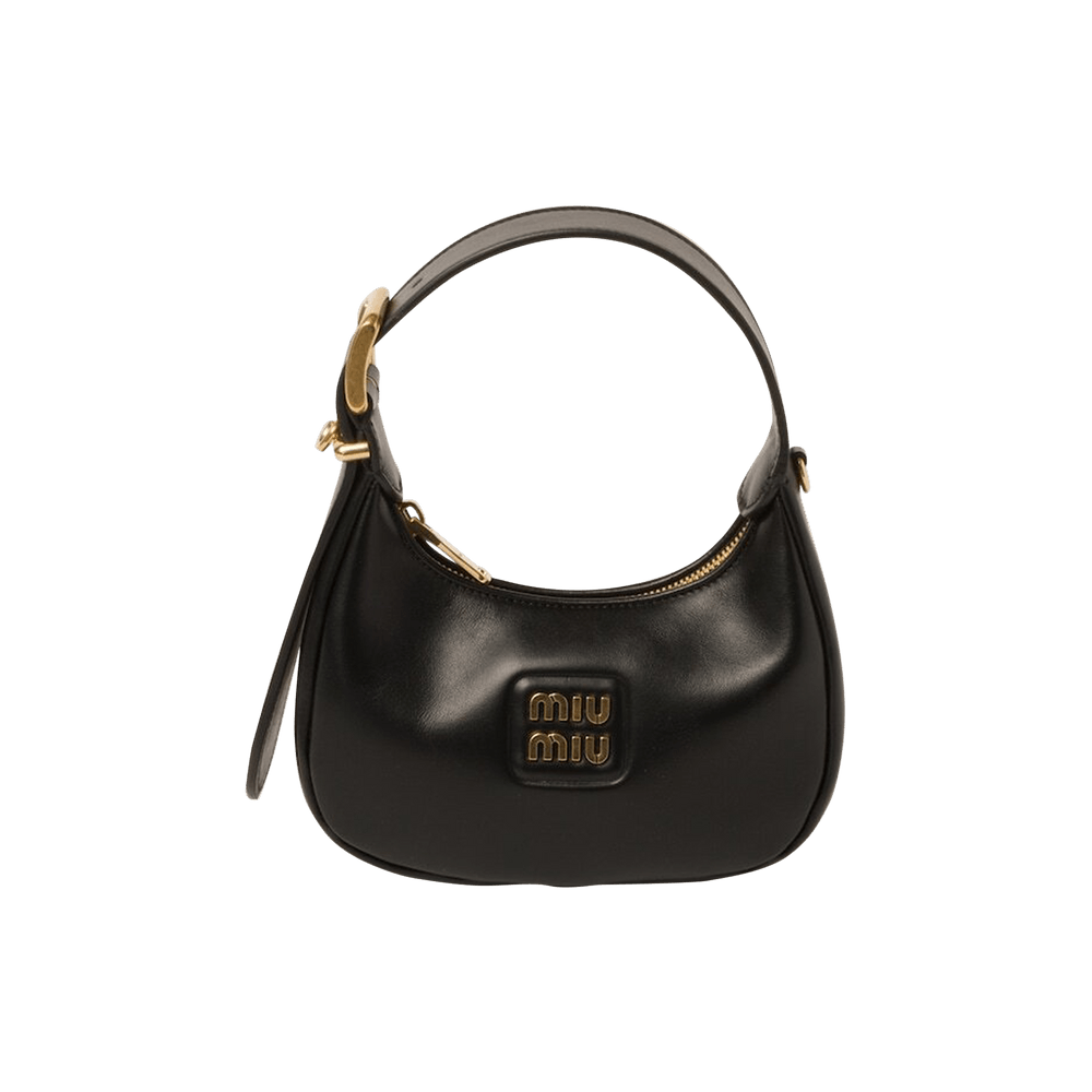 Black Leather Hobo Bag | Miu Miu