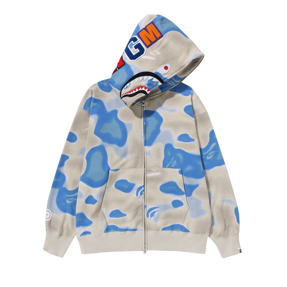 Buy BAPE Liquid Camo Shark Relaxed Fit Full Zip Hoodie Blue 1K30 115 007 BLUE GOAT CA