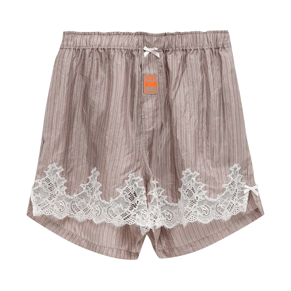 Buy Martine Rose Striped Boxers With Lace 'Pink/Grey Stripe