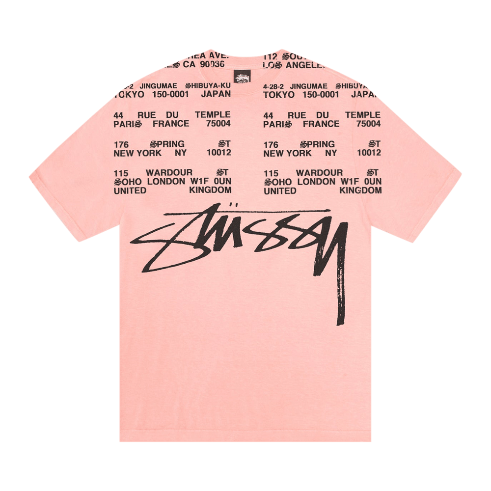Buy Stussy Locations Tee Pigment Dyed 'Coral' - 1905004 CORA