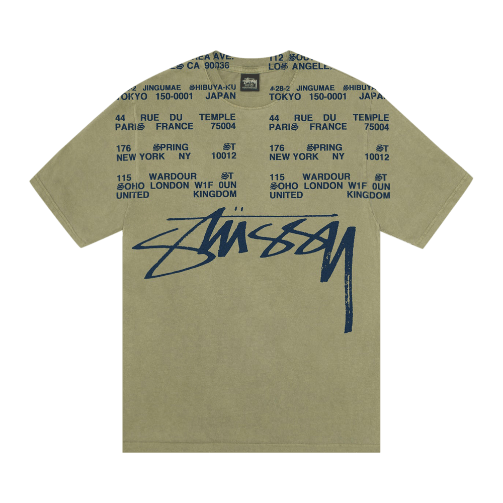 Buy Stussy Locations Tee Pigment Dyed 'Olive' - 1905004 OLIV