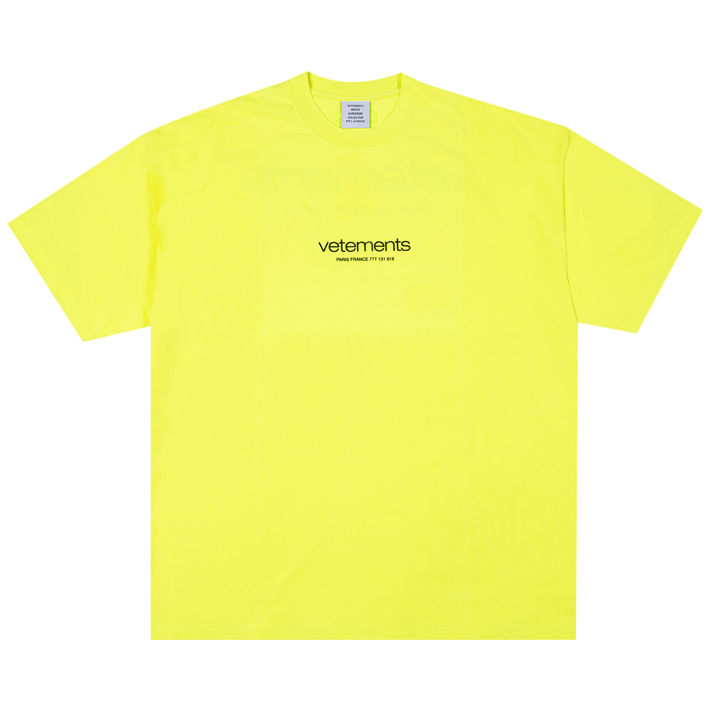 VETEMENTS ロコ刺繍ヒニ UE54HA100Y9676 NEONYELLOW Vetements Oversized Logo T-shirt Neon Yellow Men's - US